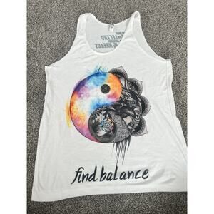 Electro Threads Tank Top Boho Hippie White Size Small Yin Yang JJ